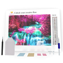 Load image into Gallery viewer, Beautiful Waterfall And Colorful Forest DIY Diamond Painting
