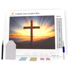 Load image into Gallery viewer, Christian Cross And Sunrise DIY Diamond Painting