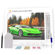 Load image into Gallery viewer, Green Sport Car In The Forest DIY Diamond Painting