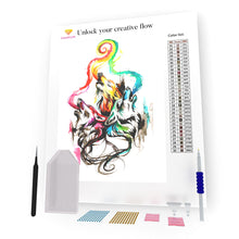 Load image into Gallery viewer, Pink, Yellow And Blue Wolves DIY Diamond Painting