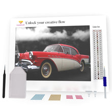 Load image into Gallery viewer, Red And White Old Car DIY Diamond Painting