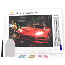 Load image into Gallery viewer, Red Car And Motorcyclist DIY Diamond Painting