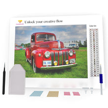 Load image into Gallery viewer, Red Old Car On The Grass DIY Diamond Painting