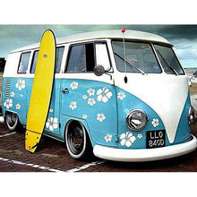 Load image into Gallery viewer, Blue Bus With Flowers DIY Diamond Painting