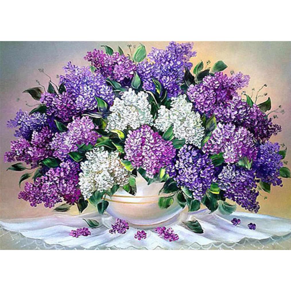 Bouquet Of Purple And White Lilac DIY Diamond Painting – GemsFlow