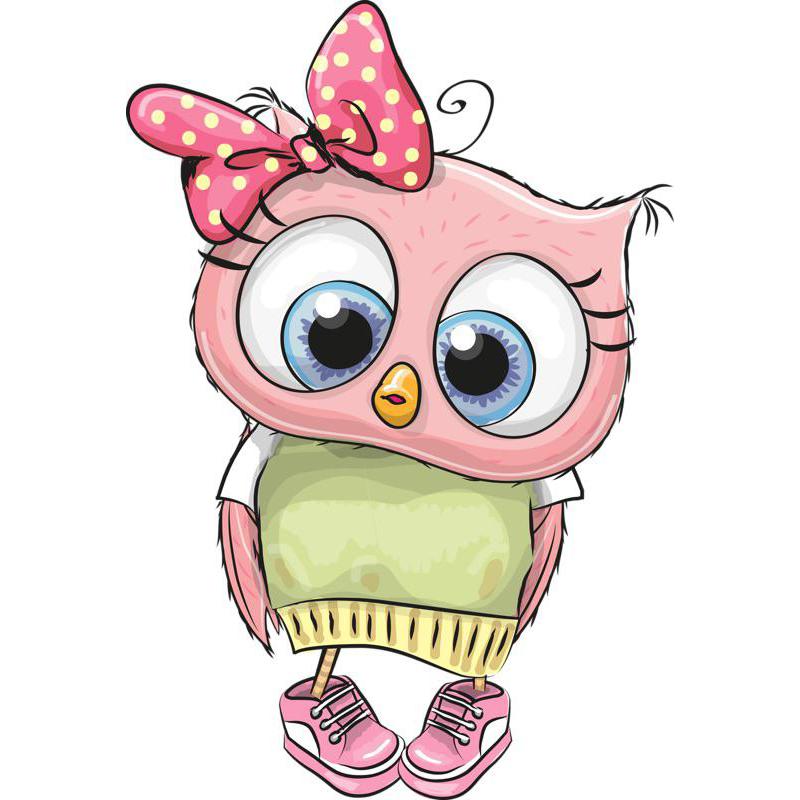 cute pink owls cartoon