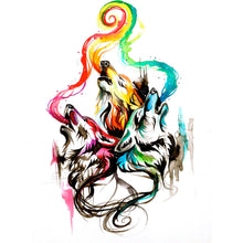 Load image into Gallery viewer, Pink, Yellow And Blue Wolves DIY Diamond Painting