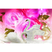 Load image into Gallery viewer, Swans And Pink Roses DIY Diamond Painting
