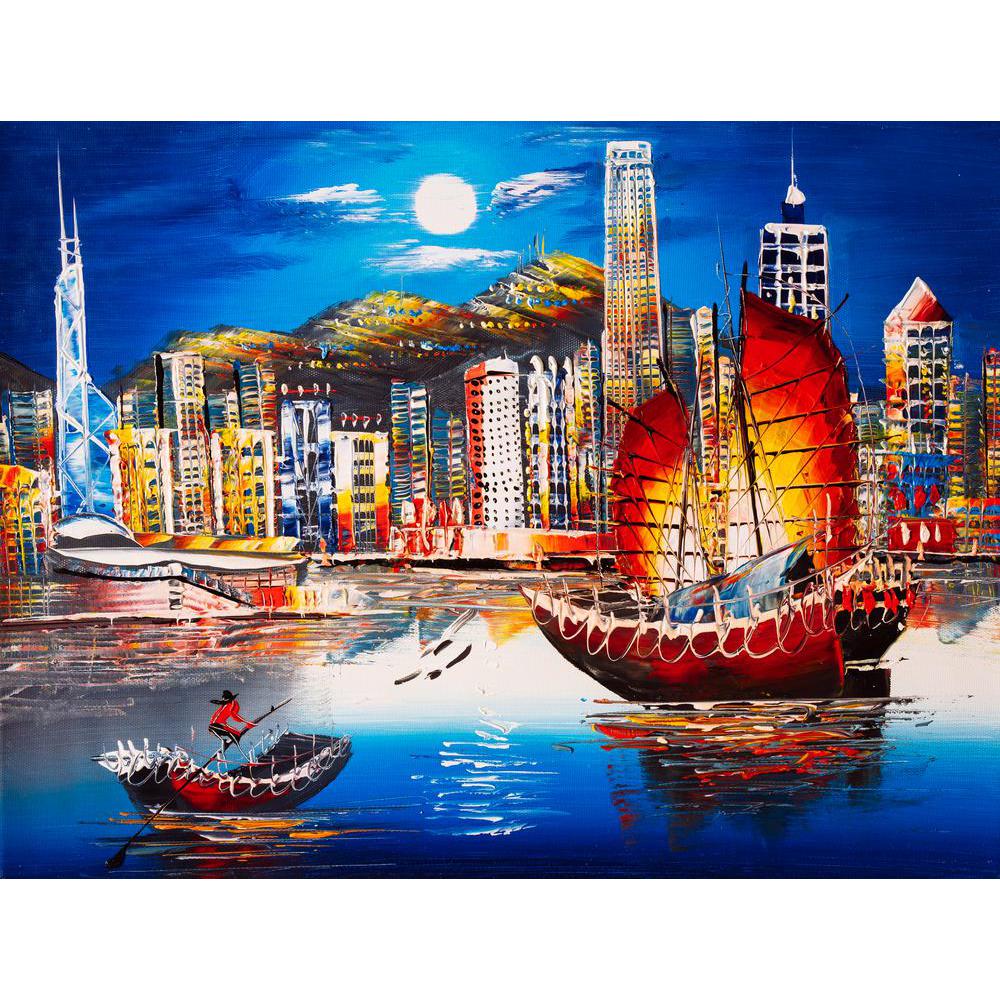 Paint by Numbers Kit for Adults FRAMED Canvas Victoria Harbour 