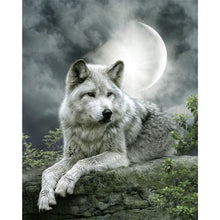 Load image into Gallery viewer, Wolf And The Moon DIY Diamond Painting