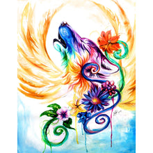 Load image into Gallery viewer, Wolf With Flowers DIY Diamond Painting