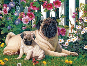 Cute Pug Dog In Garden DIY Diamond Painting