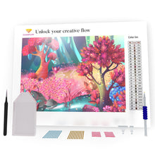 Load image into Gallery viewer, A River And Pink Trees DIY Diamond Painting