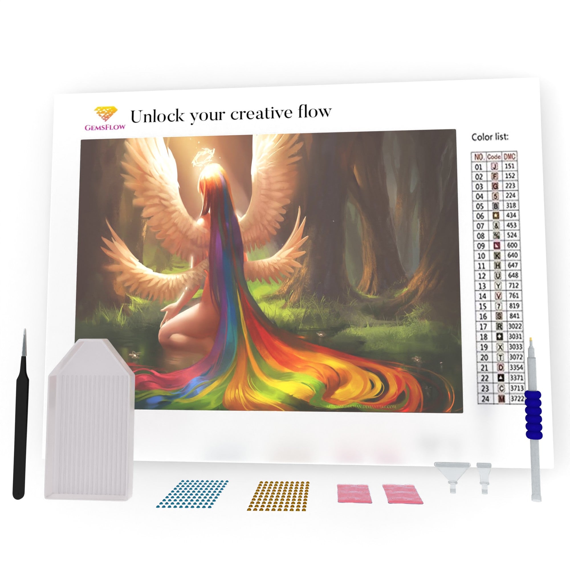 Angel With Rainbow Hair DIY Diamond Painting – GemsFlow