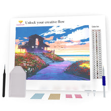 Load image into Gallery viewer, Beach House And Colorful Flowers DIY Diamond Painting