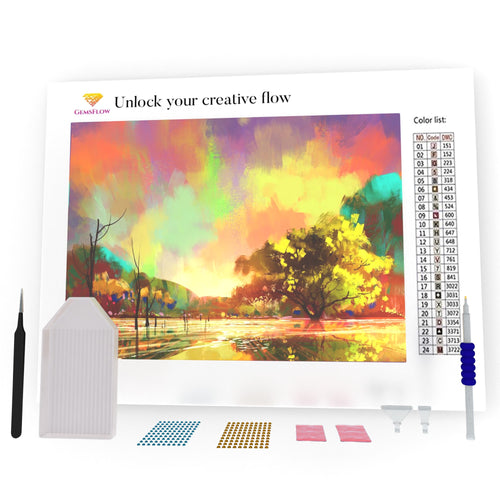 Beautiful Lake And Colorful Sky DIY Diamond Painting