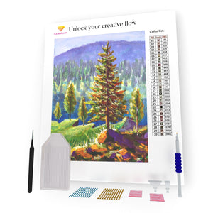 Big Pine In Sunny Forest And Mountains DIY Diamond Painting