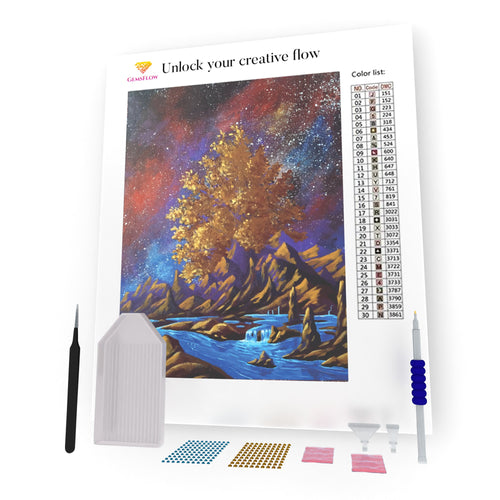 Big Tree Growing From The Mountains DIY Diamond Painting