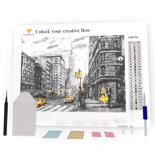 Black _ Yellow Town DIY Diamond Painting