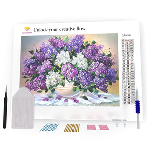 Bouquet Of Purple And White Lilac DIY Diamond Painting