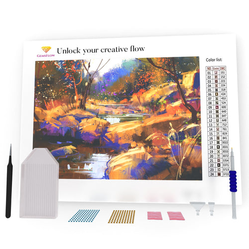 Colorful Stones In Autumn Forest DIY Diamond Painting
