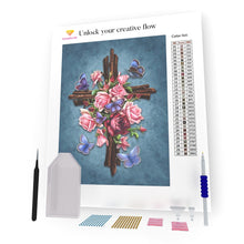 Load image into Gallery viewer, Cross With Flowers And Butterflies DIY Diamond Painting