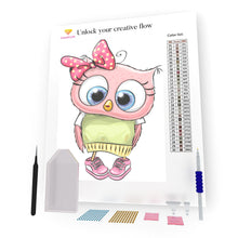 Load image into Gallery viewer, Cute Pink Owl DIY Diamond Painting