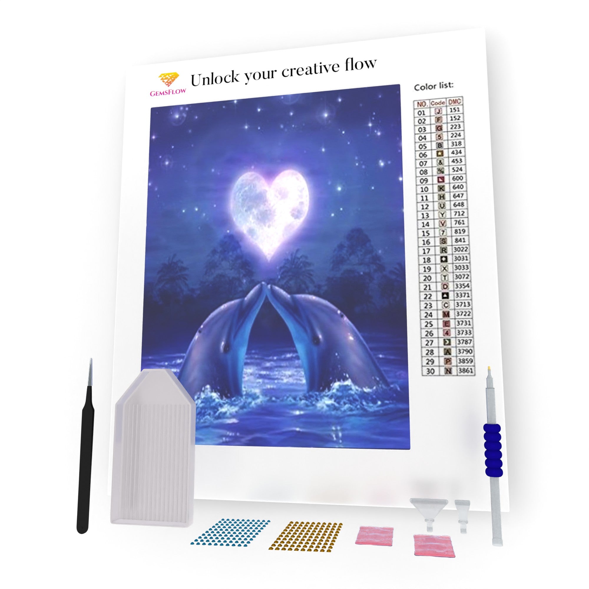 Dolphins In Love DIY Diamond Painting – GemsFlow