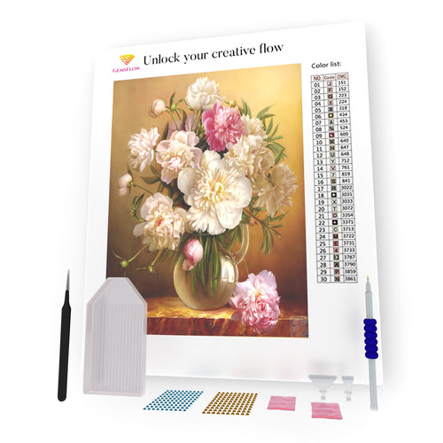 Flowers On The Wooden Table DIY Diamond Painting