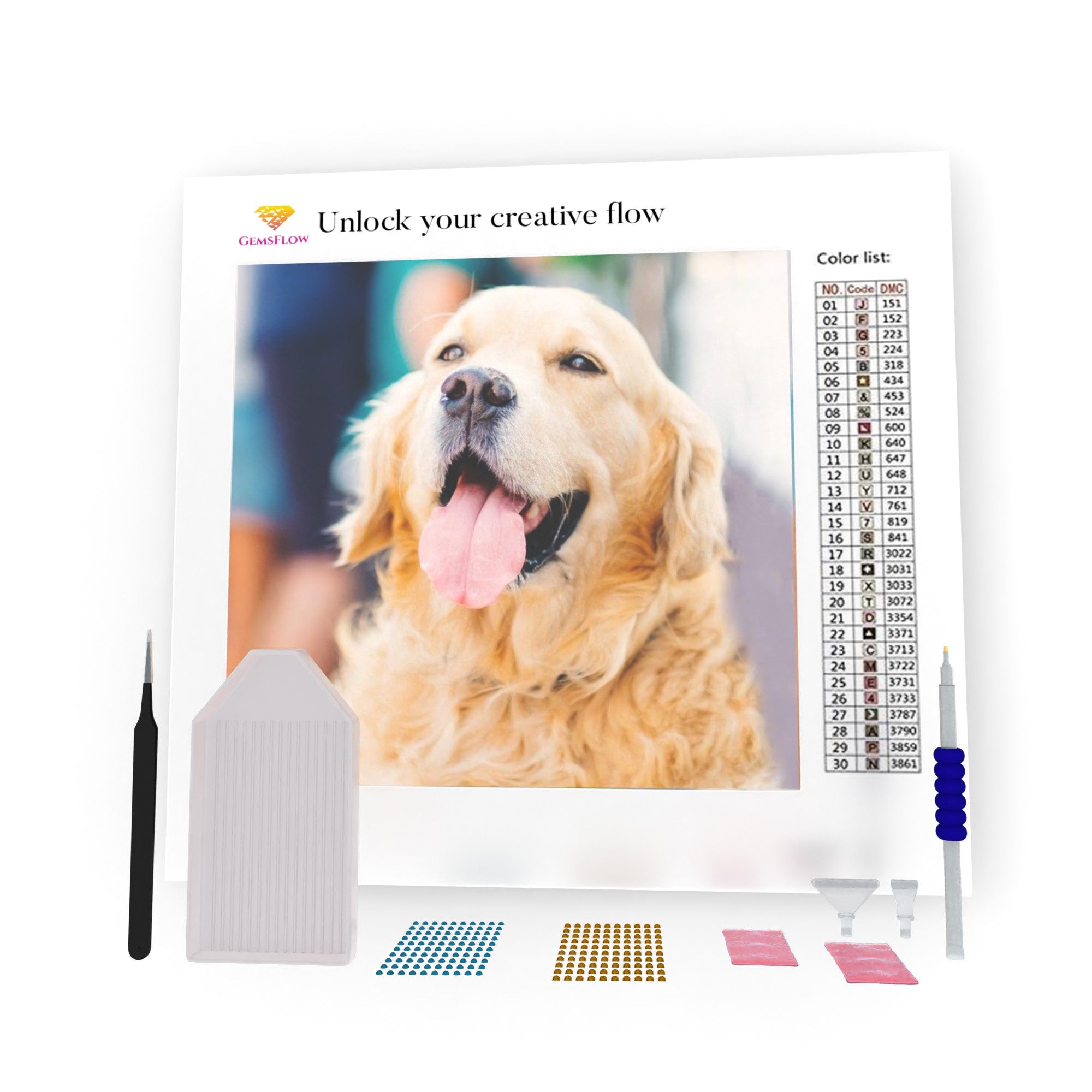 Golden Retriever Dog DIY Diamond Painting – GemsFlow
