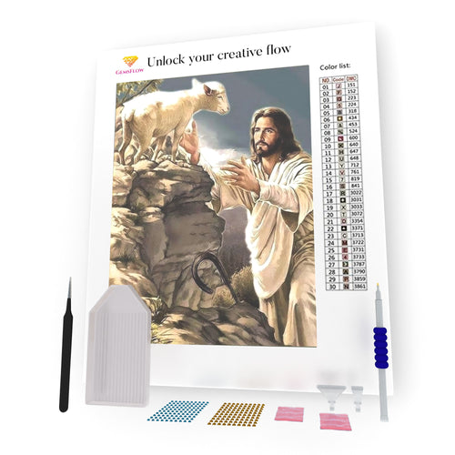 Jesus And A Small Sheep DIY Diamond Painting