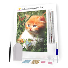 Load image into Gallery viewer, Kitten And Butterflies DIY Diamond Painting