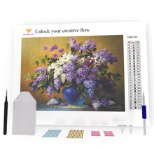 Load image into Gallery viewer, Lilac Bouquet In A Blue Vase DIY Diamond Painting