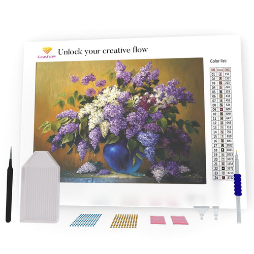 Lilac Bouquet In A Blue Vase DIY Diamond Painting