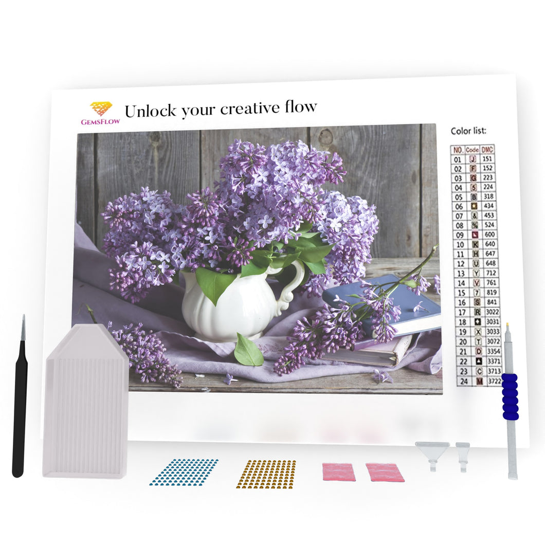 Lilac Bouquet On The Table DIY Diamond Painting