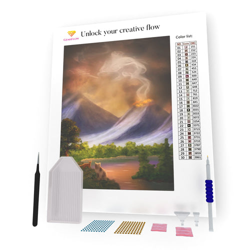 Little Dreamer Cats in Fantasy Landscape DIY Diamond Painting