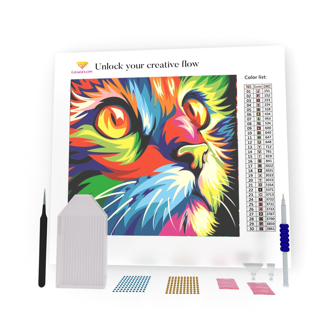 Multicolored Cat DIY Diamond Painting
