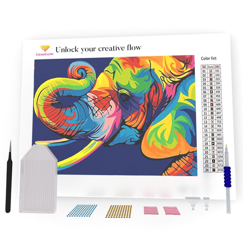 Multicolored Elephant DIY Diamond Painting