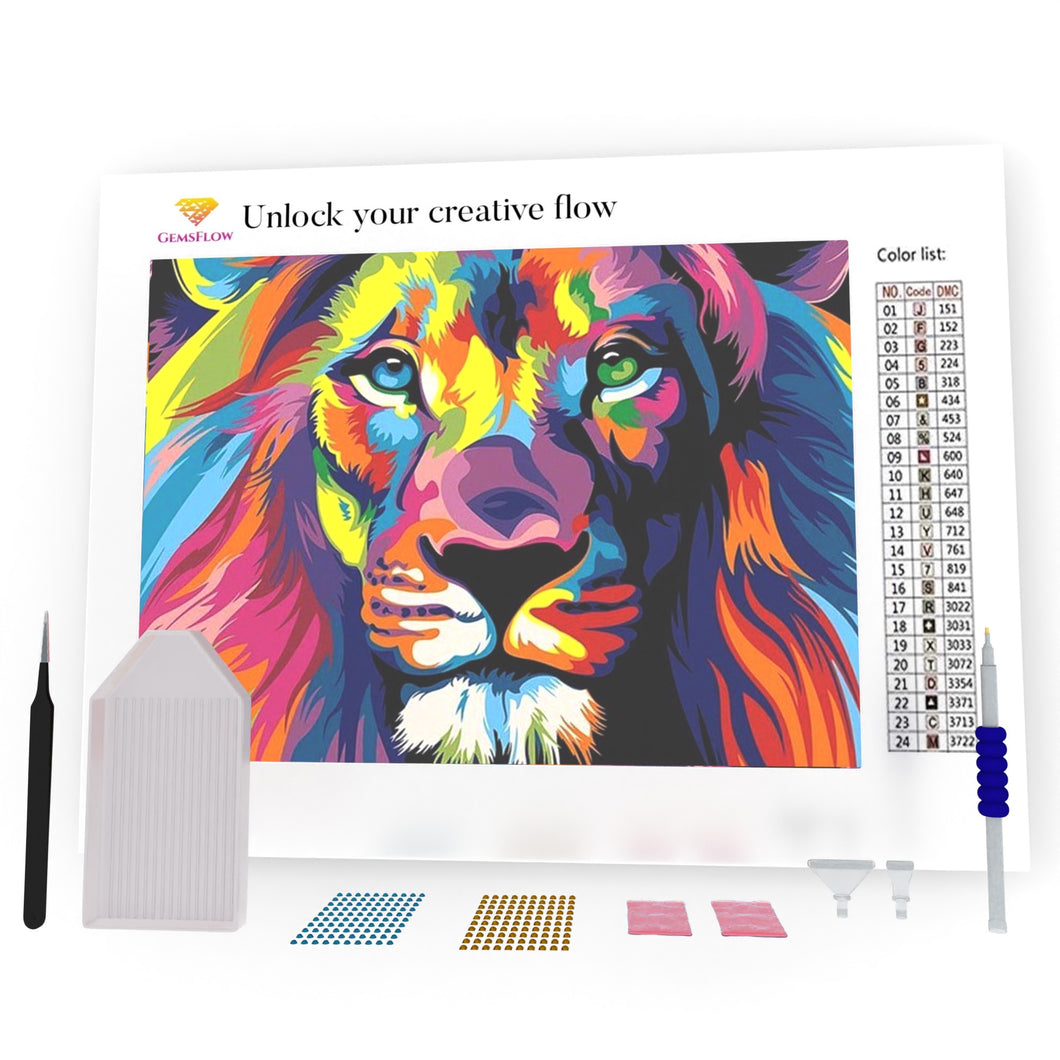 Multicolored Lion DIY Diamond Painting
