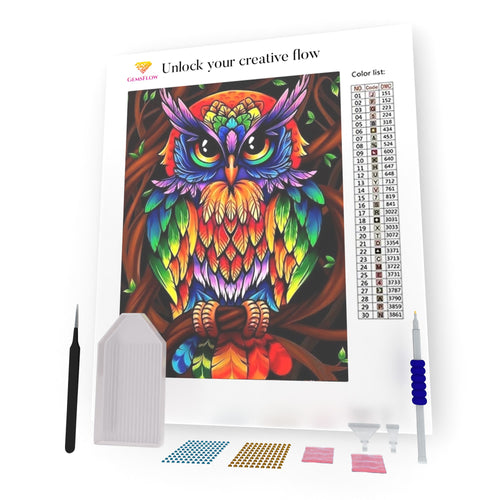 Multicolored Owl DIY Diamond Painting