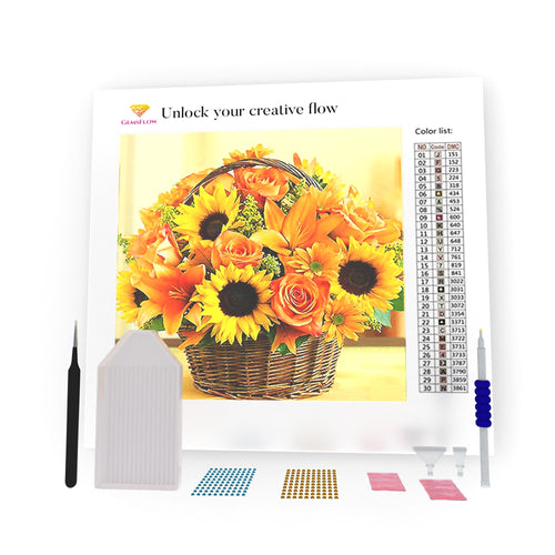 Orange Sunflowers And Roses DIY Diamond Painting