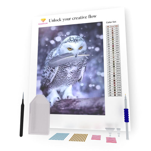 Owl With A Feather DIY Diamond Painting