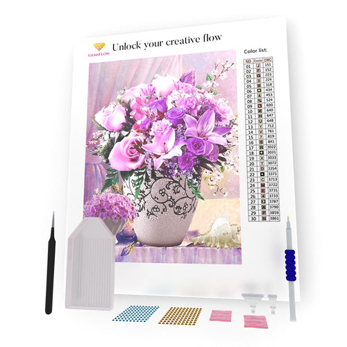 Pink And Purple Bouquet DIY Diamond Painting