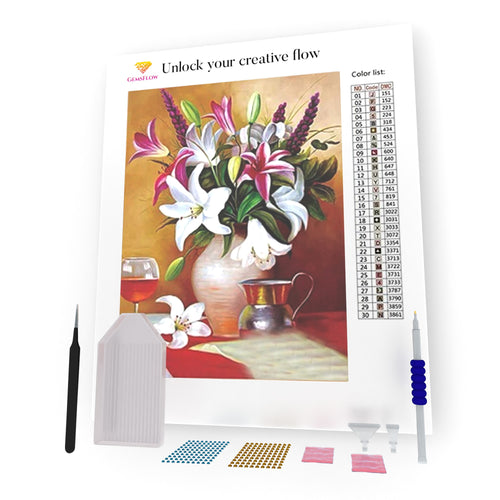 Pink And White Lilies DIY Diamond Painting