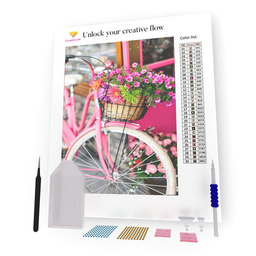 Pink Bicycle With Flowers DIY Diamond Painting