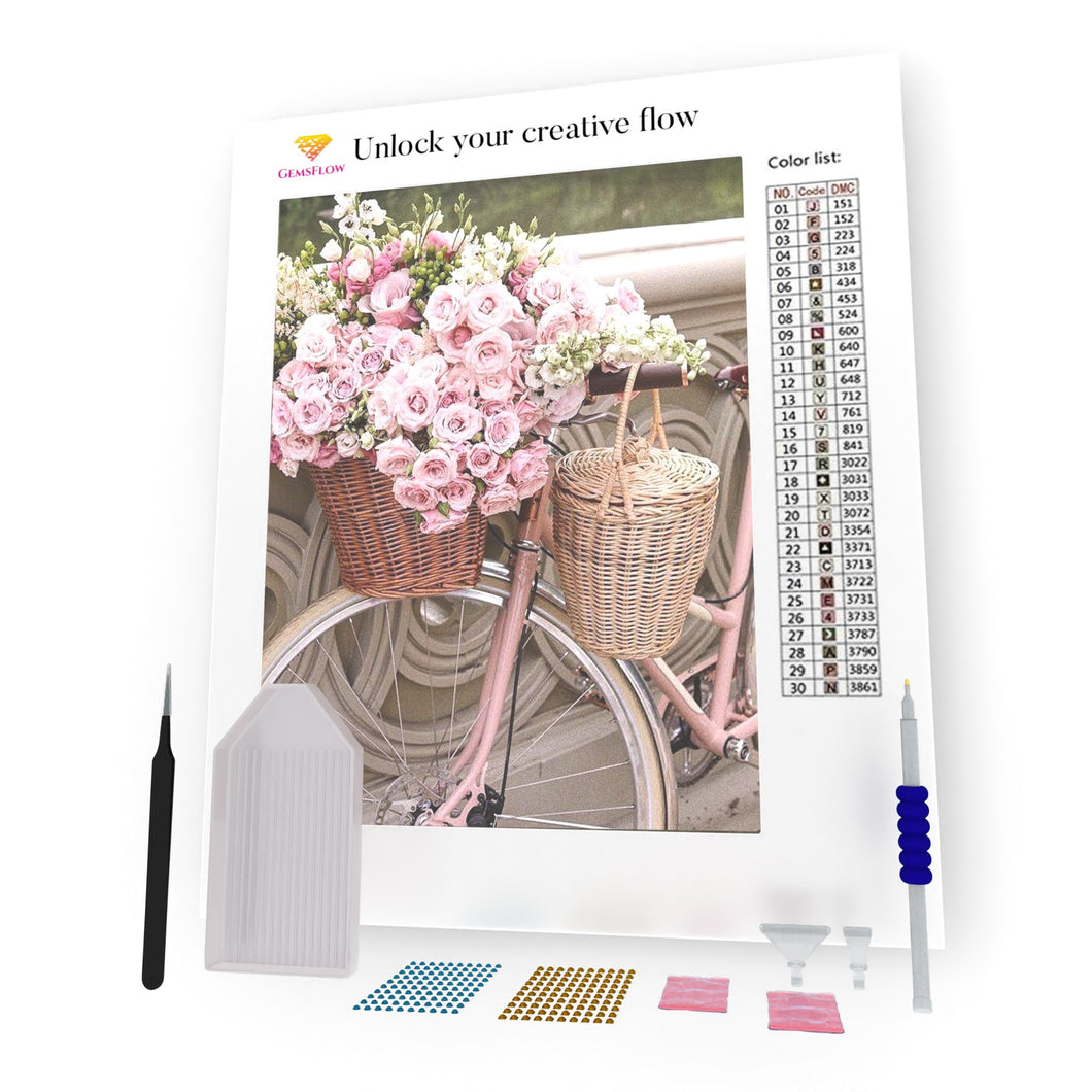 Pink Roses On The Bicycle DIY Diamond Painting