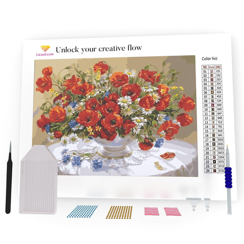 Poppies On The Table DIY Diamond Painting