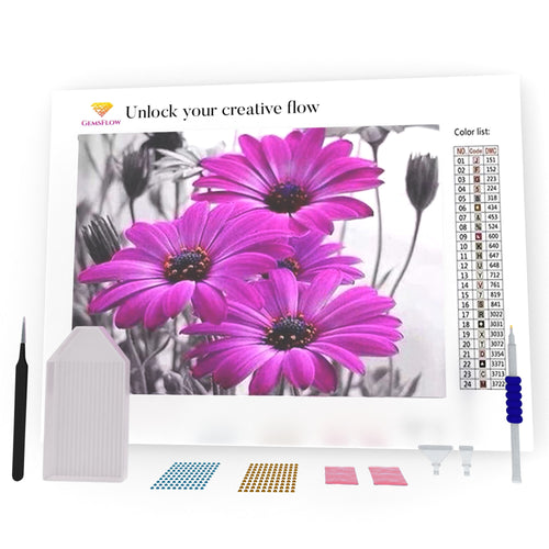 Purple Chamomiles DIY Diamond Painting