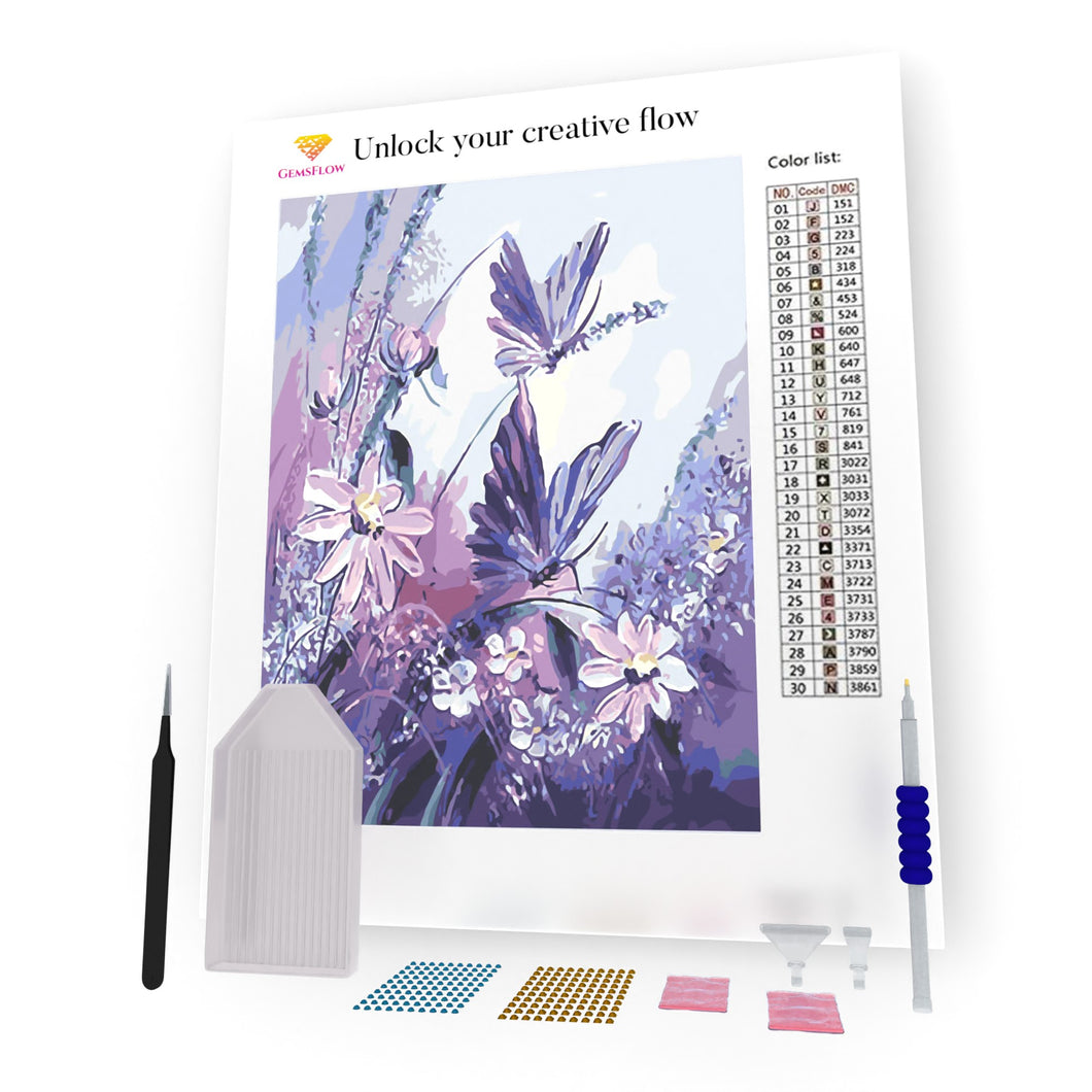 Purple Flowers And Butterflies DIY Diamond Painting