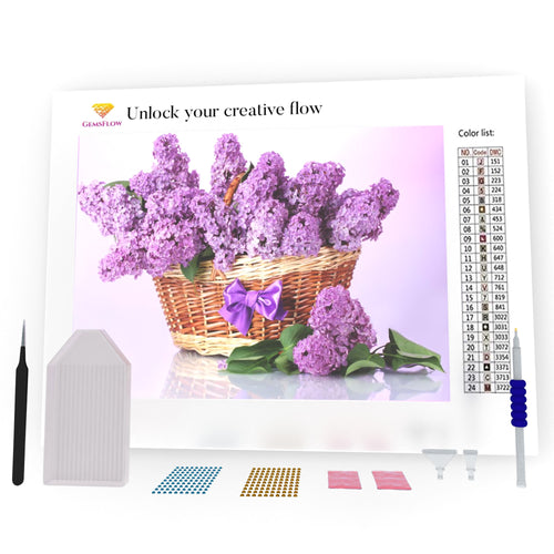 Purple Lilac In The Basket DIY Diamond Painting
